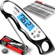 smak digital instant read meat thermometer: waterproof kitchen cooking thermometer with backlight lcd - super fast electric probe for bbq, grilling, baking, and turkey - best in black logo