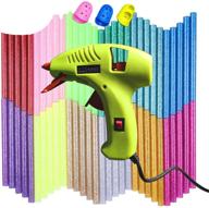 🌈 nex&amp;co kids mini hot glue gun kit - 60 pack colored glue sticks for small arts craft projects - melting adhesive gun with finger protectors - safety low temp on off switch - led indicator (green) logo