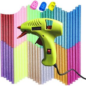img 2 attached to 🌈 NEX&amp;CO Kids Mini Hot Glue Gun Kit - 60 Pack Colored Glue Sticks for Small Arts Craft Projects - Melting Adhesive Gun with Finger Protectors - Safety Low Temp On Off Switch - LED Indicator (Green)