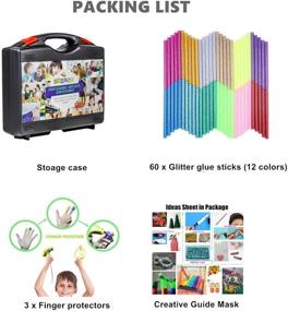 img 1 attached to 🌈 NEX&amp;CO Kids Mini Hot Glue Gun Kit - 60 Pack Colored Glue Sticks for Small Arts Craft Projects - Melting Adhesive Gun with Finger Protectors - Safety Low Temp On Off Switch - LED Indicator (Green)