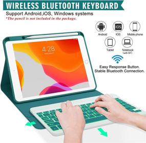 img 2 attached to 🔥 Ultimate iPad Keyboard Case 9th/8th/7th Gen 2021/2020/2019 | Backlit, Wireless, Pencil Holder | Compatible with iPad 10.2/10.5, Air 3, Pro 10.5 | Teal