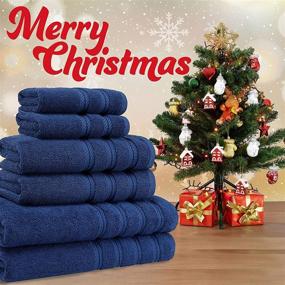 img 3 attached to American Soft Linen 6 Piece Towel Set: 100% Turkish Cotton, Absorbent & Durable, Hotel & Spa Quality Bathroom Towels in Navy Blue
