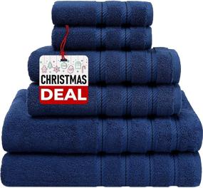 img 4 attached to American Soft Linen 6 Piece Towel Set: 100% Turkish Cotton, Absorbent & Durable, Hotel & Spa Quality Bathroom Towels in Navy Blue