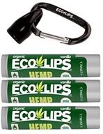 eco lips organic hemp lip balm: vanilla, 3-pack, plastic-free plant pod packaging logo