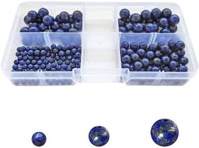 img 4 attached to 💎 Chengmu Stone Beads Kit: Natural Gemstone Round Loose Beads Set for Jewelry Making - 215pcs with Accessories Tools (Lapis Lazuli)