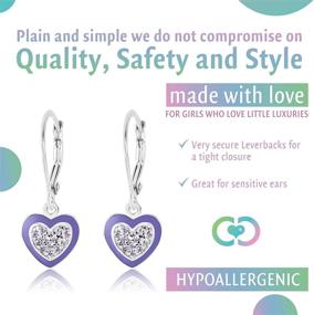 img 3 attached to 💜 Adorable Kids Earrings: 925 Sterling Silver with White Gold Tone & Purple Enamel Heart - Perfect for Children, Girls, and Babies