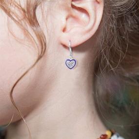 img 2 attached to 💜 Adorable Kids Earrings: 925 Sterling Silver with White Gold Tone & Purple Enamel Heart - Perfect for Children, Girls, and Babies