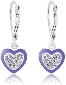 img 4 attached to 💜 Adorable Kids Earrings: 925 Sterling Silver with White Gold Tone & Purple Enamel Heart - Perfect for Children, Girls, and Babies