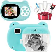 📸 kids instant print camera: zero ink, 1080p, 3 rolls print paper, 1600mah battery, 32gb sd card - ideal toy gift for birthday, christmas & children's day (blue) logo