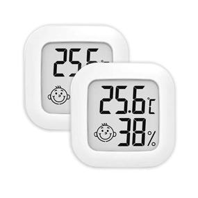 img 4 attached to Hygrometer Celsius Thermometer: 2-Pack Digital Temperature Humidity Monitor for Bedroom, Baby Room, Reptiles, Plants