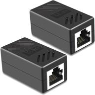 💻 ethernet cable extender rj45 coupler - pluspoe 2 pack inline lan connector plugs for cat5 cat5e cat6e cat7 cable, female to female (black) logo