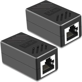 img 4 attached to 💻 Ethernet Cable Extender RJ45 Coupler - PLUSPOE 2 Pack Inline LAN Connector Plugs for Cat5 Cat5e Cat6e Cat7 Cable, Female to Female (Black)