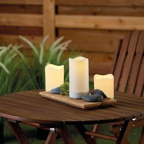 img 2 attached to 🕯️ Waterproof Solar Candles for Outdoor Decor - Set of 3 Warm White Flickering LED Candle Lights by ZHONGXIN