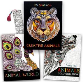 img 4 attached to Premium Animal Coloring Books for Adults - Set of 3 Adult Coloring Books (Animals Collection)