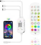 🔷 smart rgb led strip light controller - bluetooth dual output music sync box with remote & app control for android and ios, dimmerable led controller by walwee логотип