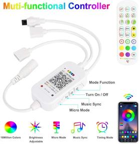 img 3 attached to 🔷 Smart RGB LED Strip Light Controller - Bluetooth Dual Output Music Sync Box with Remote & APP Control for Android and iOS, Dimmerable LED Controller by Walwee