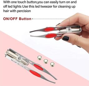 img 3 attached to 💡 Set of 6 LED Lighted Stainless Steel Tweezers for Precision Hair Removal - Ideal for Makeup, Eyelash, Eyebrow, and Facial Hair Removal - Available in Red, Purple, Dark Blue - Suitable for Men and Women