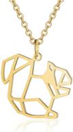 🐿️ stylish stainless steel origami squirrel necklace for women and girls - gold/silver plated geometric animal pendant jewelry logo