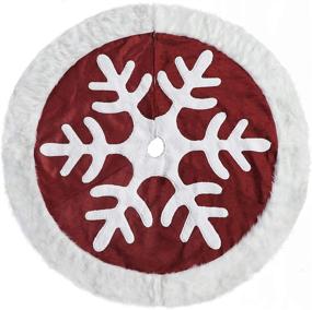 img 3 attached to 🎄 Ivenf Luxury Red Burlap Snowflake Christmas Tree Skirt - 48 inches with White Plush Faux Fur Trim - Rustic Xmas Holiday Decoration