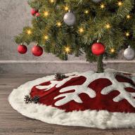 🎄 ivenf luxury red burlap snowflake christmas tree skirt - 48 inches with white plush faux fur trim - rustic xmas holiday decoration логотип