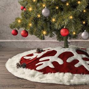 img 4 attached to 🎄 Ivenf Luxury Red Burlap Snowflake Christmas Tree Skirt - 48 inches with White Plush Faux Fur Trim - Rustic Xmas Holiday Decoration