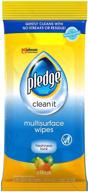 🧴 pledge multi-surface furniture polish wipes - wood, granite, leather - cleans, protects, fresh citrus (pack of 4) - 100 total wipes logo