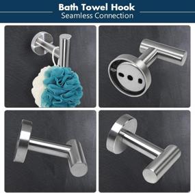 img 1 attached to 🛁 TocTen Bathroom Hardware Set - 5 Piece Towel Bar Set, Made with Thicken 304 Stainless Steel - Includes 21” Towel Bar, Toilet Paper Holder, and 3 Robe Hooks - Wall Mounted Bathroom Accessory Towel Rack Set in Brushed Nickel, 21''. Enhanced SEO-optimized product name.