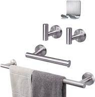 🛁 tocten bathroom hardware set - 5 piece towel bar set, made with thicken 304 stainless steel - includes 21” towel bar, toilet paper holder, and 3 robe hooks - wall mounted bathroom accessory towel rack set in brushed nickel, 21''. enhanced seo-optimized product name. logo