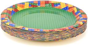 img 3 attached to 🧱 Kids Colorful Building Block Party Supplies Set - 24 Paper Dinner Plates (9"), 24 Dessert Plates (7"), 24 9 Oz Cups, 50 Luncheon Napkins - Color Brick Blocks Themed Birthday Decorations, Disposable Tableware