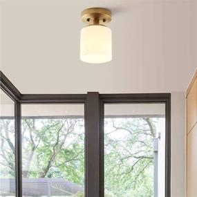 img 2 attached to 💡 Modern Ceiling Light Fixture by Pathson: White Glass Shade, Semi Flush Mount for Hallway, Loft, Kitchen, Bar