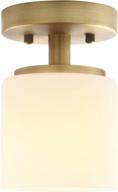 💡 modern ceiling light fixture by pathson: white glass shade, semi flush mount for hallway, loft, kitchen, bar логотип