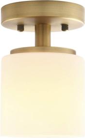 img 4 attached to 💡 Modern Ceiling Light Fixture by Pathson: White Glass Shade, Semi Flush Mount for Hallway, Loft, Kitchen, Bar