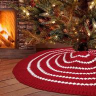 🎄 rustic heavy yarn christmas tree skirt: bigtree knitted stripe, 47 inches, thick sweater feel holiday decoration логотип