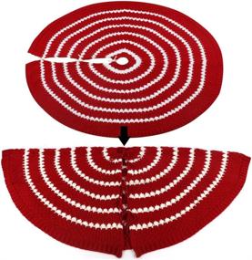 img 2 attached to 🎄 Rustic Heavy Yarn Christmas Tree Skirt: BIGTREE Knitted Stripe, 47 inches, Thick Sweater Feel Holiday Decoration