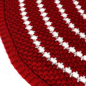 img 1 attached to 🎄 Rustic Heavy Yarn Christmas Tree Skirt: BIGTREE Knitted Stripe, 47 inches, Thick Sweater Feel Holiday Decoration