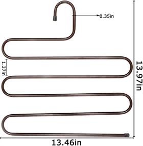 img 3 attached to Organize Your Closet Efficiently with 5 Pack Pant Hangers - S-Shape Steel Clothes Hangers; Space-Saving Solution for Trousers, Jeans, Towels, Scarves, and Ties; 5 Layers; Brown