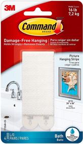 img 4 attached to 🖼️ Command Picture Hanging Strips, Large Size, Water Resistant (4 Pairs, 17206B-ES), White Bath, 4 Count