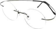 👓 stylish eyekepper titanium rimless round reading glasses: circle readers in gunmetal finish logo