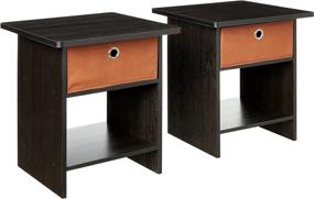 img 4 attached to Furinno 2 10004AM Storage Nightstand Americano