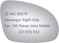 🔍 jzpower side mirror glass for volkswagen vw passat jetta rabbit gti eos r32 - passenger right side rh replacement rearview convex glass - non heated with adhesive included logo