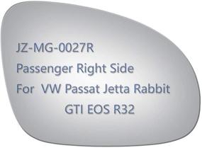img 1 attached to 🔍 JZPOWER Side Mirror Glass for Volkswagen VW Passat Jetta Rabbit GTI Eos R32 - Passenger Right Side RH Replacement Rearview Convex Glass - Non Heated with Adhesive Included