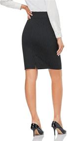 img 1 attached to Tapata Stretchy Business Waist，Black Pinstripe Women's Clothing for Skirts