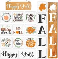 🍁 autumn diy decor: 16pcs fall stencil kit for wood signs - reusable mylar templates with pumpkin, maple leaves, happy words and fall themes logo