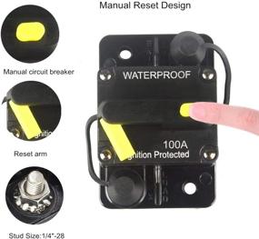 img 2 attached to 💧 Waterproof 100A Manual Reset Fuse Circuit Breaker for Trolling Motor, RV, Marine, Boat, and Vehicle Systems - 12V to 48V DC Protection