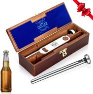 premium beer chiller sticks for bottles in wooden gift box - perfect beer gifts for men - includes 2 chilling sticks and 1 bottle opener - eco friendly and ideal for christmas and birthdays - by woondulla logo