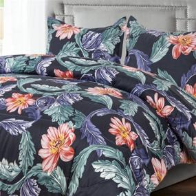 img 3 attached to 🌺 Shatex Floral King Comforter Set - Tropical Pattern All Season Bedding, King Size Bed, Floral Cottage Theme - Ultra Soft 100% Polyester, Includes 3-Piece Comforter and 2 Pillow Shams