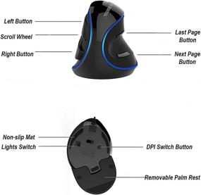 img 1 attached to 🖱️ J-Tech Digital V628: Эргономичная вертикальная USB-мышь с регулируемой чувствительностью, долговечным скроллом, съемной подушкой для ладони и кнопками для большого пальца