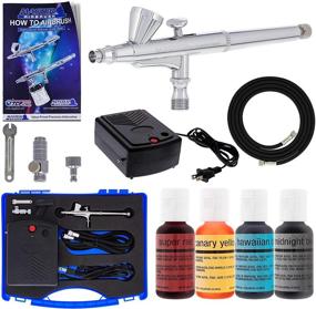 img 4 attached to Cake Decorating Airbrushing System Kit with Chefmaster Food Colors, G34 🎂 Gravity Feed Dual-Action Airbrush, Air Compressor, Hose, Storage Case, How-to-Airbrush Guide Booklet