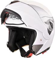 🏍️ ahr run-m full face flip up modular motorcycle helmet - dot approved dual visor - motocross white medium logo