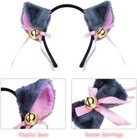 img 3 attached to 🐱 Abida Cat Cosplay Costume - Complete 5-Piece Halloween Set with Cat Ear and Tail, Collar, Paws Gloves, and Vampire Teeth Fangs